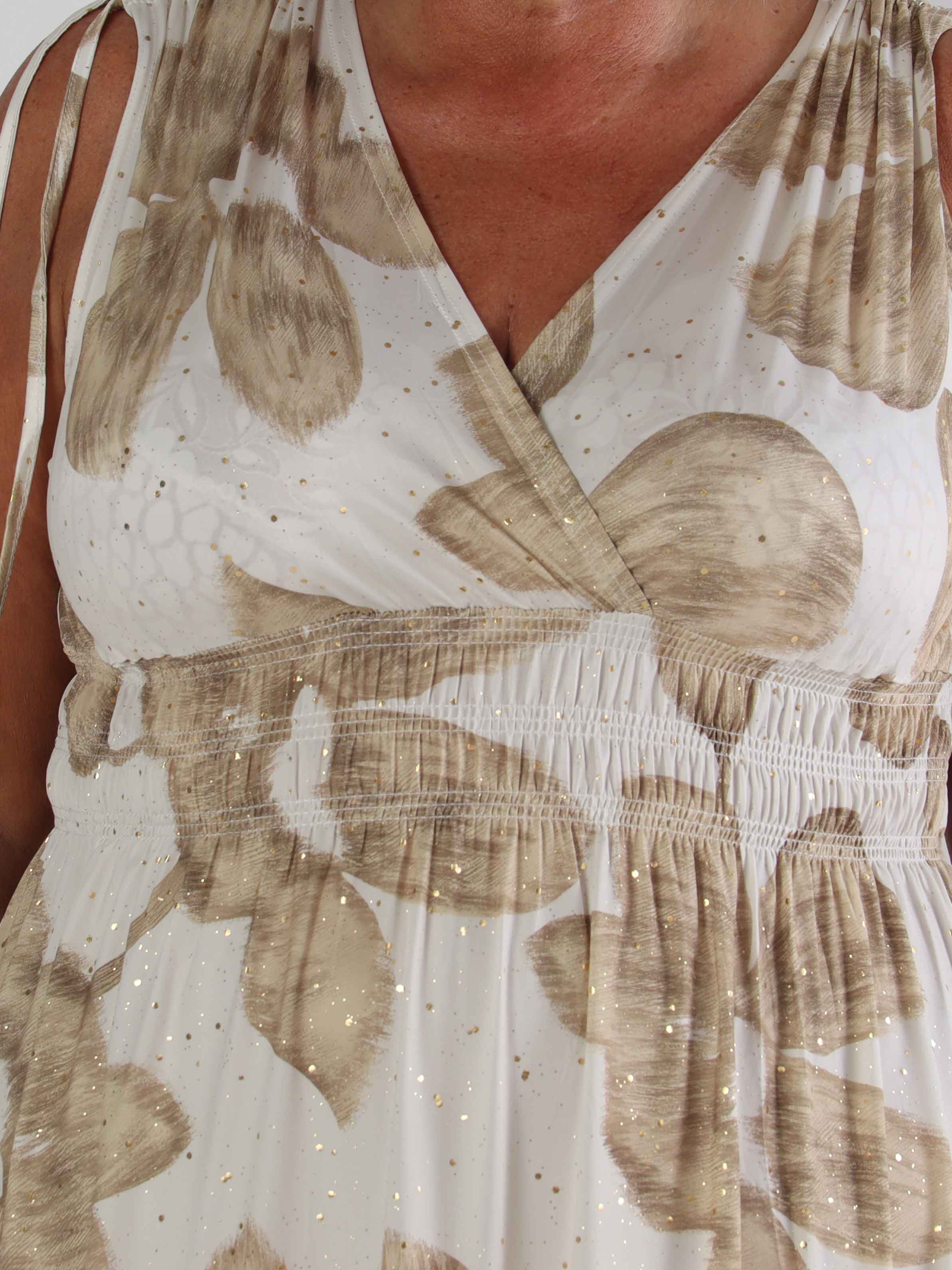 Pams Art Flower Sleeveless - Elastisk plus size kjole med store blomstermotiver